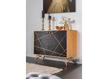 Kommode Gutmann Factory "Lennon", Schwarz (Natur, Schwarz), B:105Cm H:80Cm T:42Cm, Sideboards, TüRkommode, Mit Echtsteinfurnier Und Messingapplikationen