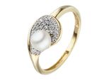 Perlenring Jobo Gr. 52, Gelb (Gelbgold 375), Fingerringe, Damen, 52, Gelbgold 375 Perlen, Gelbgold 375, Perlen, Perlenring, 375 Gold Mit Perle Und Zirkonia