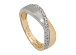 Diamantring Jobo Gr. 54, Gelb (Gelbgold 585), Fingerringe, Damen, 54, Si = Kleine EinschlüSse, Diamanten Gelbgold 585 WeißGold 585, Diamanten, Gelbgold 585, WeißGold 585, Diamantring, 585 Gold Bicolor Mit 16 Diamanten