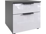 Nachtkommode Wimex "Level36 D By Fresh To Go", Grau (Korpus Graphit, Front Lack Weiß), B:41Cm H:39Cm T:41Cm, Holzwerkstoff, Sideboards, Mit Soft-Close Funktion Und Lackfronten, 2 Schubladen