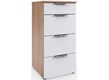 Schubkastenkommode Wimex "Level By Fresh To Go", Weiß (Front Weiß, Korpus Plankeneiche Nachbildung), B:41Cm H:84Cm T:41Cm, Holzwerkstoff, Sideboards, 4 Schubladen Mit Soft-Close Funktion, 41Cm Breit, 84Cm Hoch
