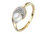 Perlenring Jobo Gr. 58, Gelb (Gelbgold 375), Fingerringe, Damen, 58, Gelbgold 375 Perlen, Gelbgold 375, Perlen, Perlenring, 375 Gold Mit Perle Und Zirkonia