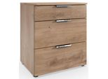 Nachtkommode Wimex "Level By Fresh To Go", Braun (Plankeneiche Nachbildung), B:54Cm H:61Cm T:41Cm, Holzwerkstoff, Sideboards, 3 Schubladen Mit Soft-Close Funktion, 54Cm Breit, 61Cm Hoch