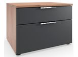 Nachtkommode Wimex "Level By Fresh To Go", Schwarz (Front Graphit, Korpus Plankeneiche Nachbildung), B:54Cm H:39Cm T:41Cm, Holzwerkstoff, Sideboards, 2 Schubladen Mit Soft-Close Funktion, 54Cm Breit, 39Cm Hoch