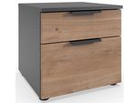Nachtkommode Wimex "Level36 A By Fresh To Go", Schwarz (Front Plankeneiche Nachbildung, Korpus Graphit), B:41Cm H:39Cm T:41Cm, Holzwerkstoff, Sideboards, 2 Schubladen Mit Soft-Close Funktion