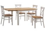 Esstisch Home Affaire "Samba", Weiß (Weiß, Eiche), B:120Cm H:74Cm T:80Cm, Tische, MöBel Esstisch KüChentisch Tisch, Breite 120 Cm, Mit Ausklappbarer Tischplatte