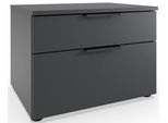 Nachtkommode Wimex "Level By Fresh To Go", Grau (Graphit), B:54Cm H:39Cm T:41Cm, Holzwerkstoff, Sideboards, 2 Schubladen Mit Soft-Close Funktion, 54Cm Breit, 39Cm Hoch