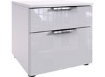 Nachtkommode Wimex "Level36 C By Fresh To Go", Weiß (Weiß, Glas Weiß), B:41Cm H:39Cm T:41Cm, Holzwerkstoff, Sideboards, Nachttisch Mit Glaselementen Auf Der Front, Soft-Close Funktion