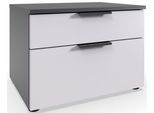 Nachtkommode Wimex "Level By Fresh To Go", Weiß (Front Weiß, Korpus Graphit), B:54Cm H:39Cm T:41Cm, Holzwerkstoff, Sideboards, 2 Schubladen Mit Soft-Close Funktion, 54Cm Breit, 39Cm Hoch