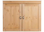 HäNgeschrank Home Affaire "Oslo", Beige (Natur Gebeizt, Gewachst), B:100Cm H:80Cm T:29Cm, Massivholz, SchräNke, HäNgeschrank, 100 Cm Breit, Massiver Kiefer, 2 TüRen, Metallgriffe, Landhaus-Optik