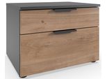 Nachtkommode Wimex "Level By Fresh To Go", Schwarz (Front Plankeneiche Nachbildung, Korpus Graphit), B:54Cm H:39Cm T:41Cm, Holzwerkstoff, Sideboards, 2 Schubladen Mit Soft-Close Funktion, 54Cm Breit, 39Cm Hoch