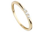 Fingerring JOBO Ring mit 3 Zirkonia Gr. 60, gold (gelbgold 333, weiß), Fingerringe, Damen, 60, Gelbgold 333, 333 Gold
