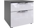 Nachtkommode Wimex "Level36 D By Fresh To Go", Grau (Korpus Graphit, Front Lack Weiß), B:41Cm H:39Cm T:41Cm, Holzwerkstoff, Sideboards, 2 Schubladen Mit Soft-Close Funktion, Lackierte Front