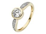 Goldring Jobo Gr. 56, Gelb (Gelbgold 375), Fingerringe, Damen, 56, Gelbgold 375, Goldring, 375 Gold Bicolor Mit Zirkonia