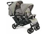 Geschwisterwagen CHIC4BABY Duo, jeans grey, Baby, grau (jeans grau), Kinderwagen, mit herausnehmbarer Tragetasche; Kinderwagen