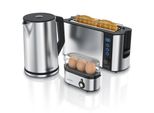 Arendo Frühstücks-Set in silber - Wasserkocher / Toaster / Eierkocher
