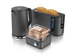 Arendo Frühstücks-Set in grau - Wasserkocher / Toaster / Eierkocher