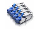 Primewire 4x Netzwerk-Adapter RJ-45 (Ethernet) zu Netzwerkkabel, Netzwerkstecker RJ45 CAT 8 - Gigabit Ethernet LAN Kabel - 40 Gbit/s, silber