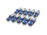 Primewire 10x Netzwerk-Adapter RJ-45 (Ethernet) zu Netzwerkkabel, Netzwerkstecker RJ45 CAT 8 - Gigabit Ethernet LAN Kabel - 40 Gbit/s, silber