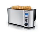 arendo Toaster Edelstahl Langschlitz 4 Scheiben, DoppelwandgehäUse, Integrierter BröTchenaufsatz, 6 BräUnungsstufen, Brotzentrierung Automatisch