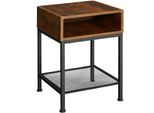 Tectake® Nachttisch, Industrial Style, Mit Offenem Fach Und Gitterablage, 40,5 X 40,5 X 59 Cm