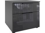 Nachtkommode Wimex "Level36 Black C By Fresh To Go", Grau (Graphit, Glas Grau), B:41Cm H:39Cm T:41Cm, Holzwerkstoff, Sideboards, Nachttisch Mit Glaselementen Auf Der Front, Soft-Close Funktion