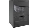 Nachtkommode Wimex "Level36 Black C By Fresh To Go", Grau (Graphit, Glas Grau), B:41Cm H:61Cm T:41Cm, Holzwerkstoff, Sideboards, Mit Glaselementen Auf Der Front, Soft-Close Funktion, 41Cm Breit