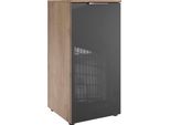 Kommode Wimex "Level36 C By Fresh To Go", Grau (Plankeneiche Nachbildung, Glas Grau), B:41Cm H:92Cm T:41Cm, Holzwerkstoff, Sideboards, Kommode, Mit Glaselementen Auf Der Front, Soft-Close Funktion, 41Cm Breit