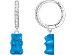 Single-Creole Thomas Sabo "Thomas Sabo X Haribo Schmuck: Einzel-Creole Mit GoldbäR", Blau (Silberfarben, Blau, Kristallweiß, Blau, Kristallweiß), Ohrringe, Damen, Silber 925 (Recycelt), Mit Kristallglas, Zirkonia (Synth.)