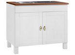 SpüLenschrank Home Affaire "Oslo", Gelb (Cremefarben, Honigfarben), B:100Cm H:85Cm T:60Cm, Massivholz, SchräNke, SpüLenschrank, 100 Cm Breit, In 2 Tiefen, Inklusive EinbauspüLe Aus Edelstahl