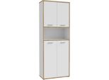 Aktenregal Forte "Keflav", Weiß (Weiß, Artisan Eiche), B:84,5Cm H:226,4Cm T:41,5Cm, Holzwerkstoff, Regale, Aktenregal, Breite 84,5 Cm