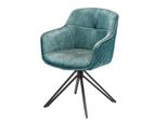 Riess-Ambiente Stuhl Euphoria - Petrol Samt Armlehne Metallgestell Schwarz Drehbar Esszimmer