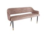 Riess-Ambiente Sitzbank Paris - 160Cm Greige Samt RüCkenlehne Goldene FußKappen Retro Metallbeine