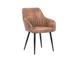 Riess-Ambiente Stuhl Turin - Armlehne Vintage Hellbraun Ziersteppung Edel Metallbeine Esszimmer