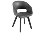 Riess-Ambiente Stuhl Nordic Star - Antik Grau Microfaser Massivholz Schwarz Mit Armlehne Gepolstert