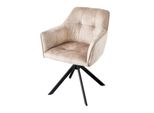 Riess-Ambiente Stuhl Loft - Champagner Samt Drehbar Metallgestell Schwarz Mit Armlehne