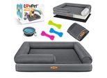 LovPet® Orthopädisches Hundebett Hundekissen Hundekorb Relax, Inkl. Napf + 3X Kauknochen, Hundesofa für Kleine, Mittelgroße & Große Hunde, Bezug abnehmbar und waschbar