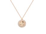 Kette Mit AnhäNger dKeniz "Coin 925/- Sterling Silber Rosevergoldet Zirkonia Weiß", Rosa (Rose), Halsketten, Damen, 42+3Cm, Silber 925 (Sterlingsilber), L: 45 B: 14Mm, GläNzend, B:14Mm