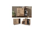 Vicco Sideboard Amber Eiche Wotan 120 X 100 Cm Mit 2 TüRen Und 2 Schubladen