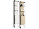 Vcm Holz Badezimmerschrank BadmöBel Metall Industrial Style Stand Badregal Hochschrank MaßE Ca. H. 185 X B. 33 X T. 30 Cm - Edino