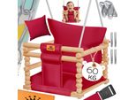 KIDIZ® Babyschaukel Kinderschaukel Schaukelsitz mit Polsterung Holz-Schaukel mit Anti-Kipp bis 60KG Höhenverstellbar Indoor & Outdoor 0,5 - 3 Jahre Montagezubehör & Sicherheitsgurt