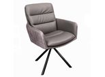 Riess-Ambiente Stuhl BIG George - Taupe Echtleder Microfaser Mit Armlehne Retro Drehbarer Design