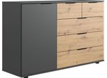 Kombikommode Wimex "Gibraltar", Grau (Artisan, Eiche, Nachbildung, Graphit), B:130Cm H:83Cm T:41Cm, Holzwerkstoff, Sideboards, Kombikommode