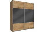 SchwebetüRenschrank wimex "Easy", Grau (Plankeneichefarben, Grauglas), B:135Cm H:210Cm T:65Cm, SchräNke, SchwebetüRenschrank, Mit Teilglas