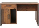Schreibtisch Forte "Clif", Braun (Old Vintage Wood, Betonptik Dunkelgrau), B:127Cm H:74Cm T:60Cm, Tische, Schreibtisch