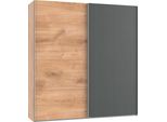 SchwebetüRenschrank Wimex "Easy", Grau (Plankeneichefarben, Grauglas), B:180Cm H:210Cm T:65Cm, SchräNke, SchwebetüRenschrank, Mit Teilglas