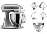 KITCHENAID Küchenmaschine 5KSM175PSECU CONTOUR SILVER, silber (silberfarben), B:24cm H:36cm T:37cm, Küchenmaschinen, mit Zubehör im Wert von ca. 112,-€ UVP