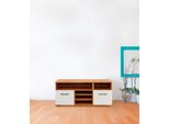 Kombikommode Priess "Lissabon", Braun (Astkernbuche, Lichtweiß), B:123Cm H:55Cm T:38Cm, Holzwerkstoff, Sideboards, Kombikommode
