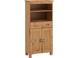 Midischrank Home Affaire "Oslo", Beige (Natur Gebeizt, Gewachst), B:60Cm H:125Cm T:30Cm, Massivholz, SchräNke, Midischrank