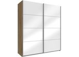 SchwebetüRenschrank Wimex "Easy", Braun (Plankeneichefarben, WeißGlas), B:135Cm H:210Cm T:65Cm, SchräNke, SchwebetüRenschrank, Mit Vollglas